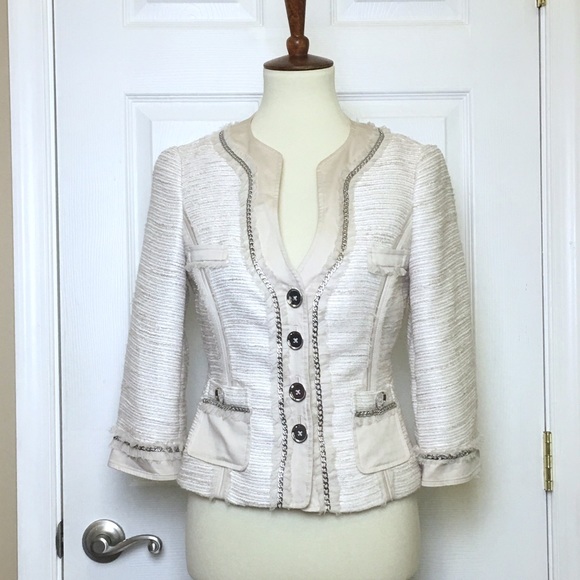 White House Black Market Jackets & Blazers - ON HOLD WHBM Creme Woven Tweed Blazer